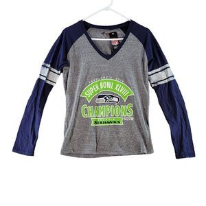 NFL Seattle Seahawks Superbowl 48 Champions Womens Long Sleeve T-shirt Sz M